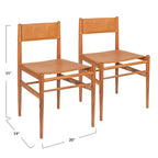 Chaise de salle à manger en bois massif et cuir Storied Home, ensemble de 2