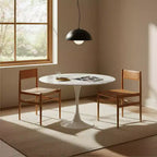Chaise de salle à manger en bois massif et cuir Storied Home, ensemble de 2