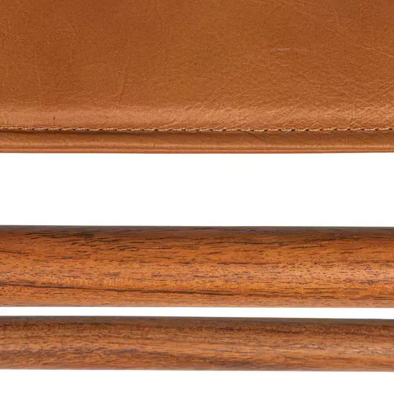 Chaise de salle à manger en bois massif et cuir Storied Home, ensemble de 2