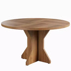Table à manger ronde moderne de 47 pouces pour 4 à 6 personnes, base de piédestal robuste, design contemporain, peu encombrante pour appartement, salon, cuisine