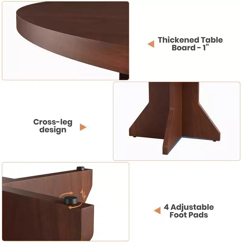 Table à manger ronde moderne de 47 pouces pour 4 à 6 personnes, base de piédestal robuste, design contemporain, peu encombrante pour appartement, salon, cuisine