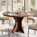 Table à manger ronde moderne de 47 pouces pour 4 à 6 personnes, base de piédestal robuste, design contemporain, peu encombrante pour appartement, salon, cuisine