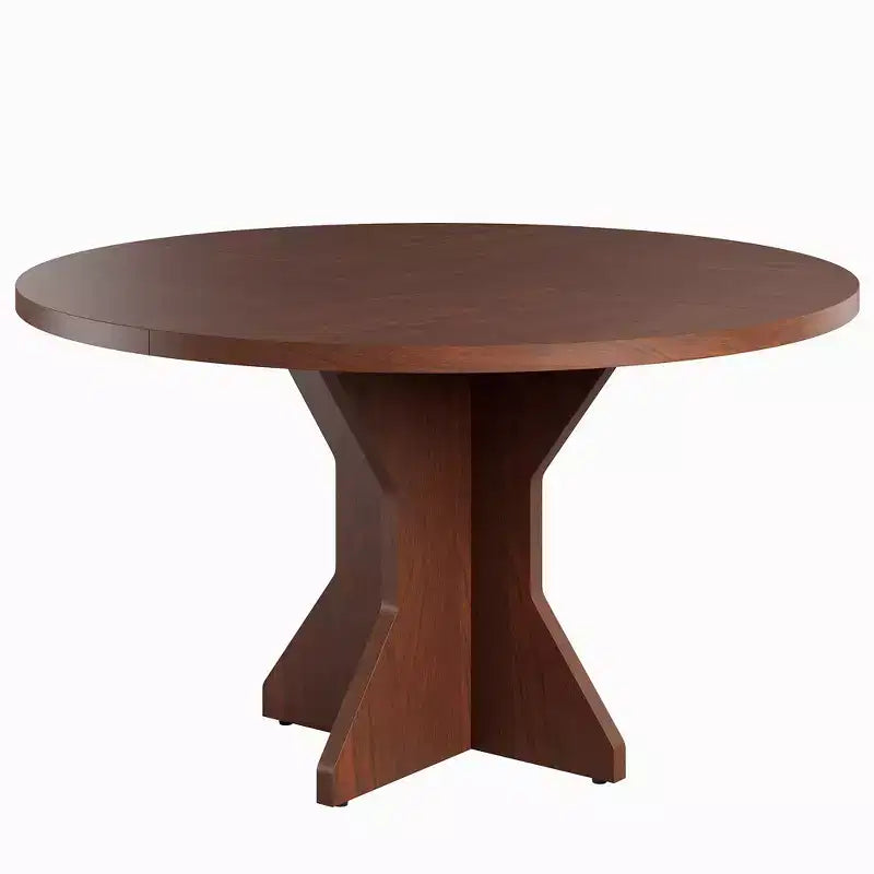 Table à manger ronde moderne de 47 pouces pour 4 à 6 personnes, base de piédestal robuste, design contemporain, peu encombrante pour appartement, salon, cuisine