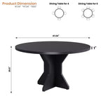 Table à manger ronde moderne de 47 pouces pour 4 à 6 personnes, base de piédestal robuste, design contemporain, peu encombrante pour appartement, salon, cuisine
