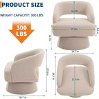 Fauteuil d'appoint pivotant en velours DobleePy avec dossier ouvert et base conique, fauteuil rembourré pivotant à 360° pour salon, chaise longue
