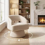 Fauteuil d'appoint pivotant en velours DobleePy avec dossier ouvert et base conique, fauteuil rembourré pivotant à 360° pour salon, chaise longue
