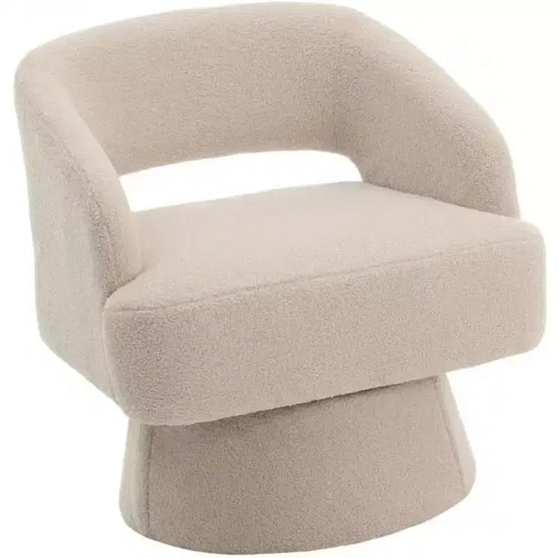 Fauteuil d'appoint pivotant en velours DobleePy avec dossier ouvert et base conique, fauteuil rembourré pivotant à 360° pour salon, chaise longue