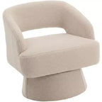 Fauteuil d'appoint pivotant en velours DobleePy avec dossier ouvert et base conique, fauteuil rembourré pivotant à 360° pour salon, chaise longue