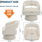 Fauteuil d'appoint pivotant en velours DobleePy avec dossier ouvert et base conique, fauteuil rembourré pivotant à 360° pour salon, chaise longue