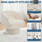 Fauteuil d'appoint pivotant en velours DobleePy avec dossier ouvert et base conique, fauteuil rembourré pivotant à 360° pour salon, chaise longue
