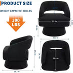 Fauteuil d'appoint pivotant en velours DobleePy avec dossier ouvert et base conique, fauteuil rembourré pivotant à 360° pour salon, chaise longue