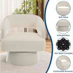 Fauteuil d'appoint pivotant en velours DobleePy avec dossier ouvert et base conique, fauteuil rembourré pivotant à 360° pour salon, chaise longue