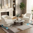 Fauteuil d'appoint pivotant en velours DobleePy avec dossier ouvert et base conique, fauteuil rembourré pivotant à 360° pour salon, chaise longue