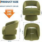 Fauteuil d'appoint pivotant en velours DobleePy avec dossier ouvert et base conique, fauteuil rembourré pivotant à 360° pour salon, chaise longue