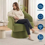 Fauteuil d'appoint pivotant en velours DobleePy avec dossier ouvert et base conique, fauteuil rembourré pivotant à 360° pour salon, chaise longue