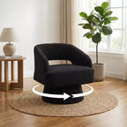 Fauteuil d'appoint pivotant en velours DobleePy avec dossier ouvert et base conique, fauteuil rembourré pivotant à 360° pour salon, chaise longue