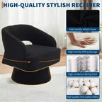 Fauteuil d'appoint pivotant en velours DobleePy avec dossier ouvert et base conique, fauteuil rembourré pivotant à 360° pour salon, chaise longue