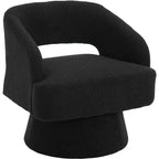 Fauteuil d'appoint pivotant en velours DobleePy avec dossier ouvert et base conique, fauteuil rembourré pivotant à 360° pour salon, chaise longue