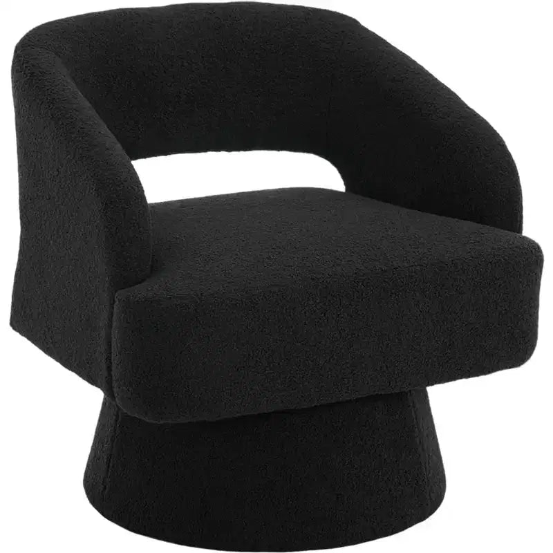 Fauteuil d'appoint pivotant en velours DobleePy avec dossier ouvert et base conique, fauteuil rembourré pivotant à 360° pour salon, chaise longue