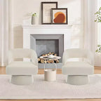Fauteuil d'appoint pivotant en velours DobleePy avec dossier ouvert et base conique, fauteuil rembourré pivotant à 360° pour salon, chaise longue
