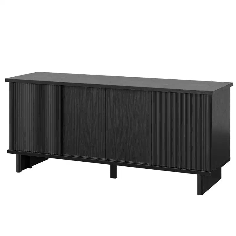 Meuble TV Bestier 58" pour téléviseurs 45/55/60/65", meuble TV de style Mid-Century avec portes coulissantes, console multimédia TV avec rangement pour salon et chambre