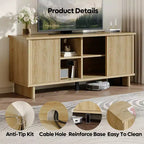 Meuble TV Bestier 58" pour téléviseurs 45/55/60/65", meuble TV de style Mid-Century avec portes coulissantes, console multimédia TV avec rangement pour salon et chambre