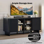 Meuble TV Bestier 58" pour téléviseurs 45/55/60/65", meuble TV de style Mid-Century avec portes coulissantes, console multimédia TV avec rangement pour salon et chambre