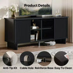Meuble TV Bestier 58" pour téléviseurs 45/55/60/65", meuble TV de style Mid-Century avec portes coulissantes, console multimédia TV avec rangement pour salon et chambre