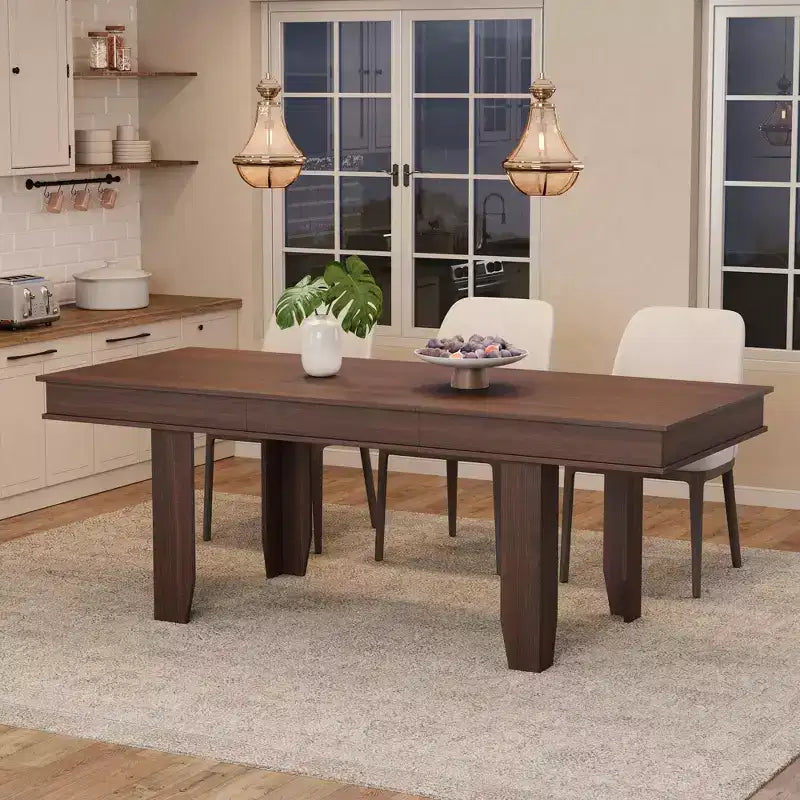 Table à manger extensible en bois massif pour 6 à 10 personnes, de 160 cm à 220 cm - Montage facile pour cuisine et salle à manger, chaises non incluses