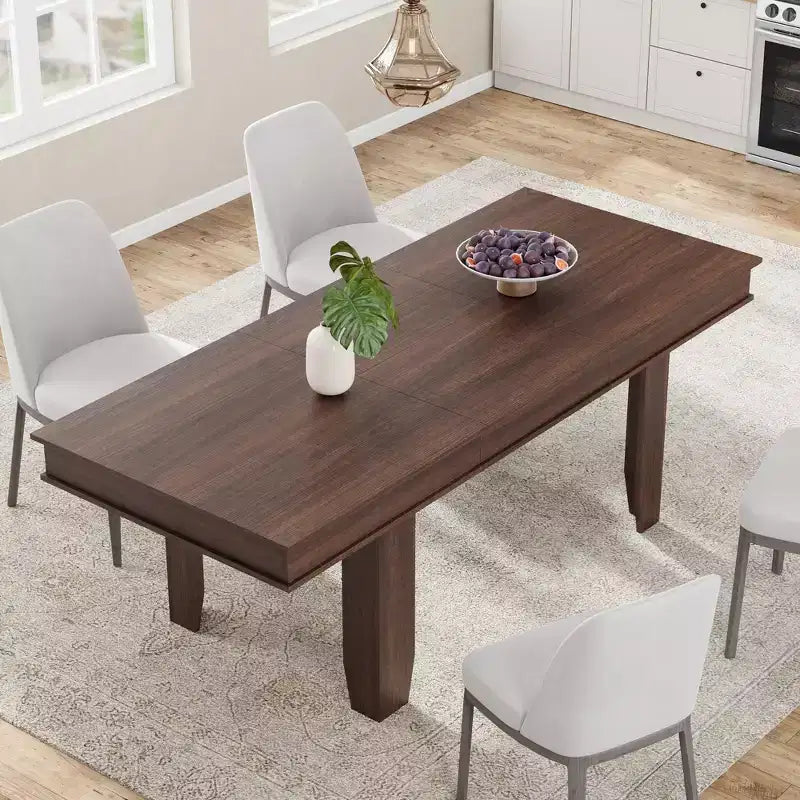 Table à manger extensible en bois massif pour 6 à 10 personnes, de 160 cm à 220 cm - Montage facile pour cuisine et salle à manger, chaises non incluses