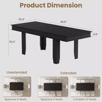 Table à manger extensible en bois massif pour 6 à 10 personnes, de 160 cm à 220 cm - Montage facile pour cuisine et salle à manger, chaises non incluses