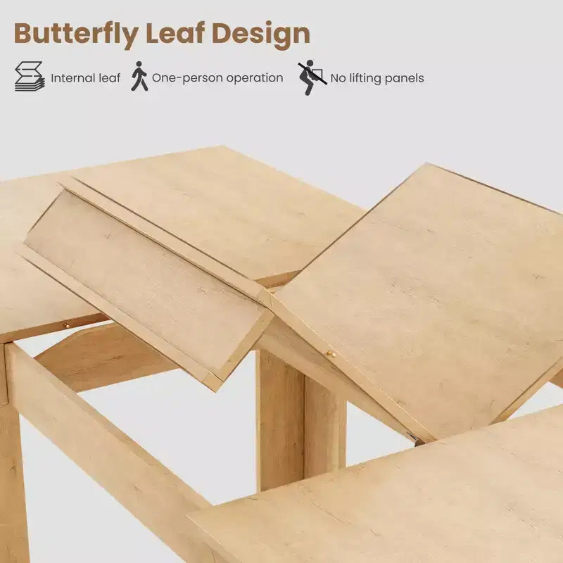 Table à manger extensible en bois massif pour 6 à 10 personnes, de 160 cm à 220 cm - Montage facile pour cuisine et salle à manger, chaises non incluses