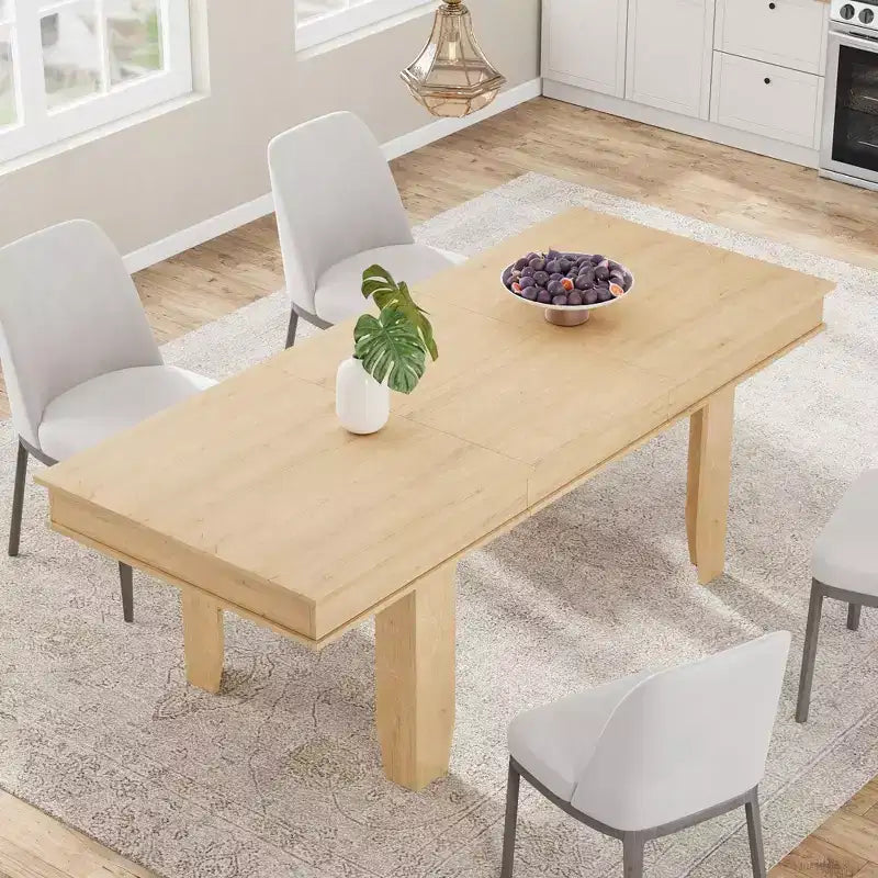 Table à manger extensible en bois massif pour 6 à 10 personnes, de 160 cm à 220 cm - Montage facile pour cuisine et salle à manger, chaises non incluses