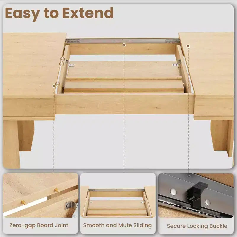 Table à manger extensible en bois massif pour 6 à 10 personnes, de 160 cm à 220 cm - Montage facile pour cuisine et salle à manger, chaises non incluses