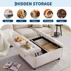 Banc ottoman de rangement 89 cm, banc de table basse rembourré capitonné avec plateau relevable, repose-pieds carré multifonctionnel pour couloir, salon, chambre à coucher