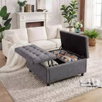 Banc ottoman de rangement 89 cm, banc de table basse rembourré capitonné avec plateau relevable, repose-pieds carré multifonctionnel pour couloir, salon, chambre à coucher