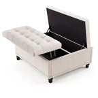 35.5'' Storage Ottoman Bench, Tufted Upholstered Coffee Table Bench with Lift Top, Multi-Functional Square Footrest for Hallway Living Room Bedroom