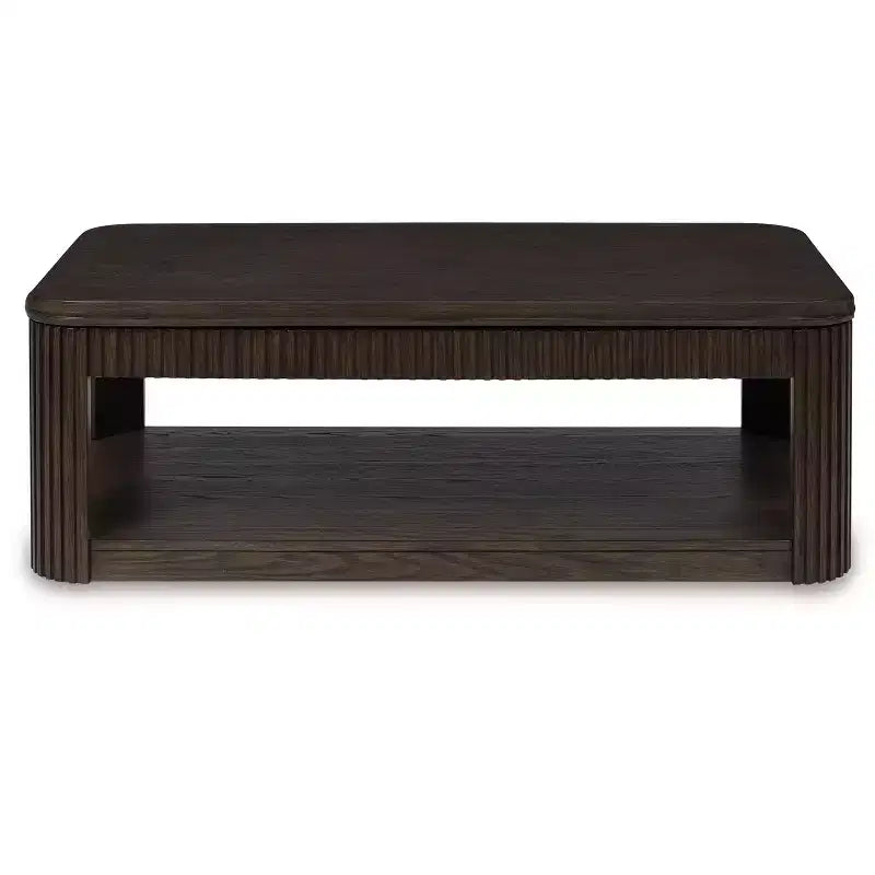 Table basse relevable Signature Design by Ashley Carlibrie, marron, contemporaine avec étagère et roulettes