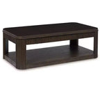 Table basse relevable Signature Design by Ashley Carlibrie, marron, contemporaine avec étagère et roulettes