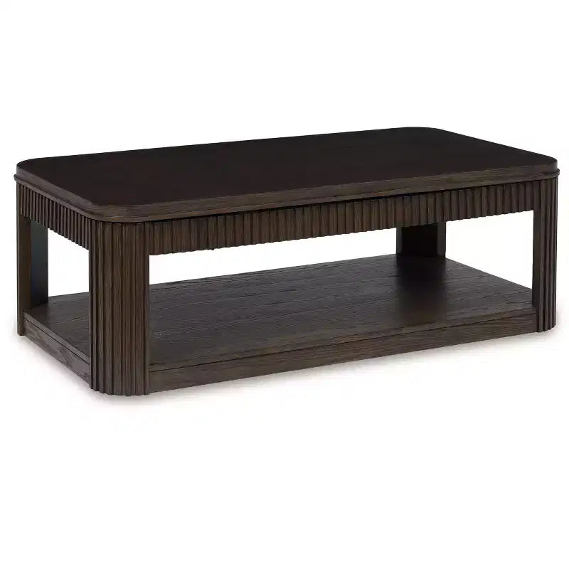 Table basse relevable Signature Design by Ashley Carlibrie, marron, contemporaine avec étagère et roulettes
