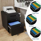 Classeur métallique à 3 tiroirs avec serrure, organisateur de rangement sous le bureau, rangement mobile sous le bureau sur 5 roulettes, pour la maison et le bureau