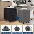 Classeur métallique à 3 tiroirs avec serrure, organisateur de rangement sous le bureau, rangement mobile sous le bureau sur 5 roulettes, pour la maison et le bureau