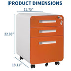 Classeur métallique à 3 tiroirs avec serrure, organisateur de rangement sous le bureau, rangement mobile sous le bureau sur 5 roulettes, pour la maison et le bureau