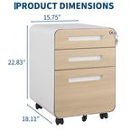 Classeur métallique à 3 tiroirs avec serrure, organisateur de rangement sous le bureau, rangement mobile sous le bureau sur 5 roulettes, pour la maison et le bureau