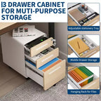 Classeur métallique à 3 tiroirs avec serrure, organisateur de rangement sous le bureau, rangement mobile sous le bureau sur 5 roulettes, pour la maison et le bureau
