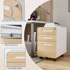 Classeur métallique à 3 tiroirs avec serrure, organisateur de rangement sous le bureau, rangement mobile sous le bureau sur 5 roulettes, pour la maison et le bureau
