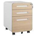 3 Drawer Metal File Cabinet with Lock, Under Desk Storage Organizer, Mobile Under Desk Storage on 5 Wheels, for Home, Office