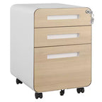 3 Drawer Metal File Cabinet with Lock, Under Desk Storage Organizer, Mobile Under Desk Storage on 5 Wheels, for Home, Office