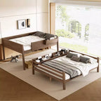 Bellemave Lit Superposé Queen sur Queen avec Rangement Étagère, Lit Superposé Détachable avec Échelle et Barrières de Sécurité, Aucun Sommier Tapissier Requis