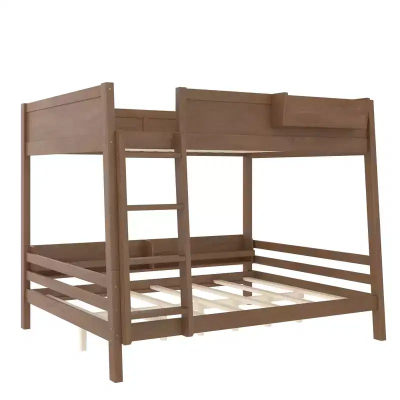 Bellemave Lit Superposé Queen sur Queen avec Rangement Étagère, Lit Superposé Détachable avec Échelle et Barrières de Sécurité, Aucun Sommier Tapissier Requis